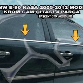 Bmw E90 2005-2012 Paslanmaz Çelik 4 Parça Krom Cam Çıtası