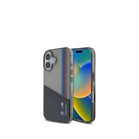 Bmw Iphone 16 Yarı Transparan M Dizayn Çizgili Siyah Telefon Kılıfı