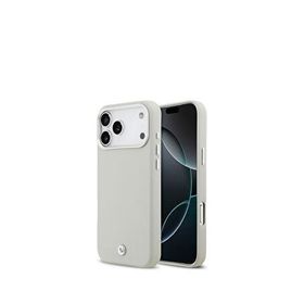 Bmw Iphone 17 Pro Max Metal Logolu Magsafe Uyumlu Deri Gri Telefon Kılıfı