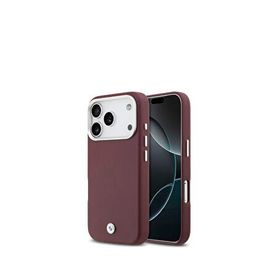 Bmw Iphone 17 Pro Metal Logolu Magsafe Uyumlu Deri Kırmızı Telefon Kılıfı
