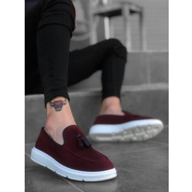 Boa BA0005 Bordo Renk Süet Kumaş Püsküllü Erkek Klasik Ayakkabı