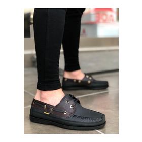Boa BA0125 Siyah - Bordo Renk İçi Dış Deri Erkek Klasik Ayakkabı