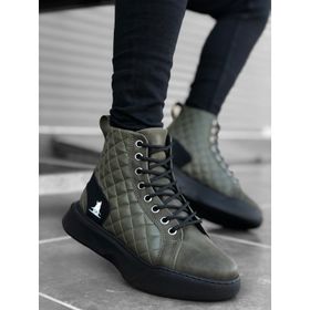 Boa BA0159 Bağcıklı Haki Kapitone Erkek Yüksek Taban Spor Bot
