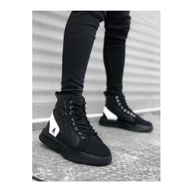 Boa BA0159 Bağcıklı Yüksek Taban Siyah Beyaz Erkek Spor Bot