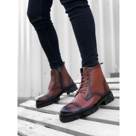 Boa Ba0187 İçi Dışı Hakiki Deri Taba Erkek Fermuarlı Yarım Bot