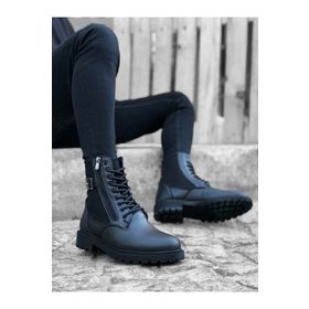 Boa Ba0218 Yan Toka Fermuarlı Siyah Erkek Spor Klasik Postal Bot