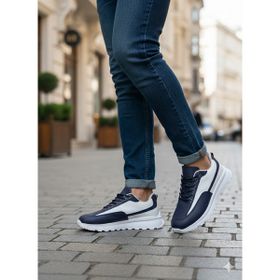 Boa BA0246 Lacivert Bağcıklı Yüksek Beyaz Taban Erkek Günlük Ayakkabı