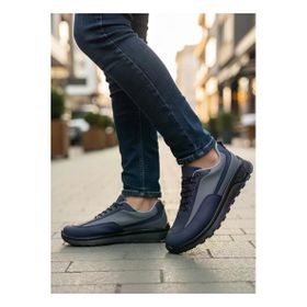 Boa BA0246 Lacivert Gri Parçalı Bağcıklı Yüksek Taban Erkek Günlük Ayakkabı