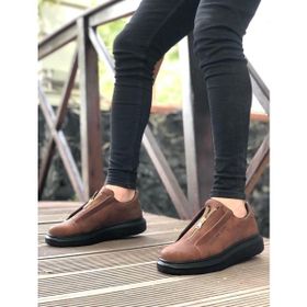 Boa BA0310 Kalın Yüksek Taban Fermuarlı Taba Siyah Renk Erkek Günlük Ayakkabı