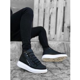 Boa Ba0312 Bağcıklı Yüksek Siyah Beyaz Taban Erkek Tarz Spor Bot