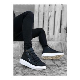 Boa Ba0312 Bağcıklı Yüksek Siyah Beyaz Taban Erkek Tarz Spor Bot