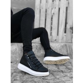 Boa Ba0312 Bağcıklı Yüksek Siyah Beyaz Taban Erkek Tarz Spor Bot