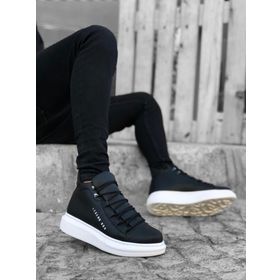 Boa Ba0312 Bağcıklı Yüksek Siyah Beyaz Taban Erkek Tarz Spor Bot