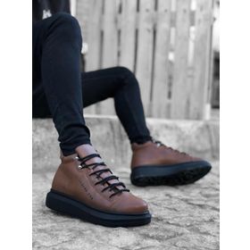 Boa BA0312 Bağcıklı Yüksek Taba Siyah Taban Erkek Tarz Spor Bot