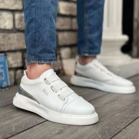 Boa BA0329 3 Bant Beyaz Gümüş Detaylı Erkek Günlük Ayakkabı