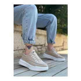 Boa BA0332 Krem Süet Merdiven Desen Erkek Spor Ayakkabı