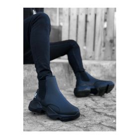 Boa Ba0444 Bağcıksız Rahat Yüksek Taban Siyah Erkek Spor Yarım Bilek Bot