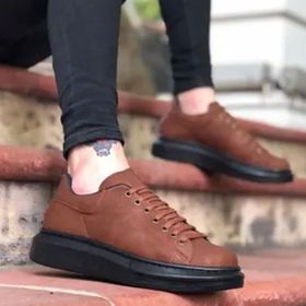 Boa BA0547 Taba Siyah Bağcıklı Yüksek Tabanlı Erkek Spor Ayakkabı