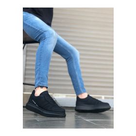 Boa BA0548 Siyah Renk Desenli Kalın Yüksek Taban Erkek Spor Ayakkabı