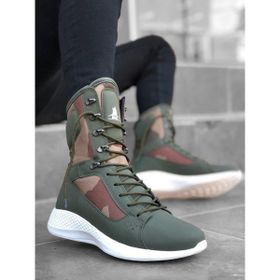Boa BA0600 Haki - Beyaz Renk Kamuflaj Boksör Model Yüksek Taban Unisex Postal Bot