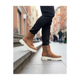 Boa BA0777 Süet Taba Krem Taban Çift Fermuarlı Yarım Bilek Erkek Bot