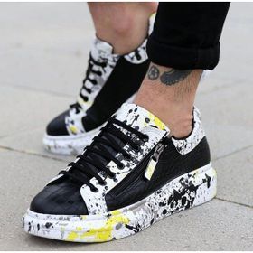 Boa KB02 Crocodile Siyah - Sarı Renk Splash Desen Erkek Günlük Ayakkabı