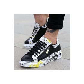 Boa KB02 Crocodile Siyah - Sarı Renk Splash Desen Erkek Günlük Ayakkabı