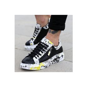 Boa KB02 Crocodile Siyah - Sarı Renk Splash Desen Erkek Günlük Ayakkabı