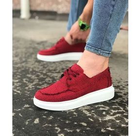 Boa WG503 Bordo - Beyaz Renk Kalın Taban Erkek Günlük Ayakkabı