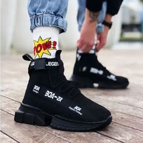 Boa ZR-X700 Siyah Renk Logo Baskılı Kalın Taban Erkek Spor Ayakkabı