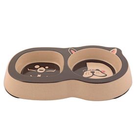 Bobo BO-3140Z 200+250 ml Köpek Desenli Bambu İkili Mama ve Su Kabı