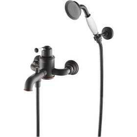 Bocchi 1004-0030 Ab Burlington Antik Siyah Banyo Bataryası ve Sürgülü El Duşu Set