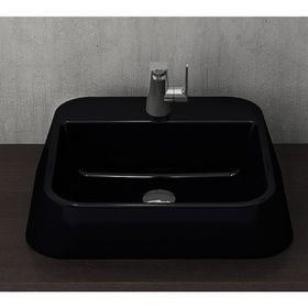 Bocchi 1074-005-0126 42 cm Parlak Siyah Firenze Batarya Banklı Çanak Lavabo