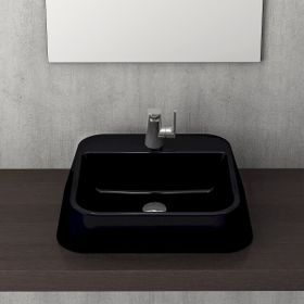 Bocchi 1074-005-0126 42 cm Parlak Siyah Firenze Batarya Banklı Çanak Lavabo