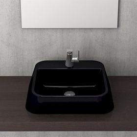 Bocchi 1074-005-0126 42 cm Parlak Siyah Firenze Batarya Banklı Çanak Lavabo