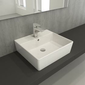 Bocchi 1216-062-0126 50 cm Parlak Beyaz Milano Batarya Banklı Çanak Lavabo