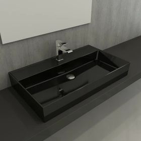 Bocchi 1377-005-0126 Milano Parlak Siyah 80 cm Lavabo