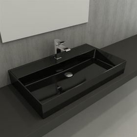 Bocchi 1377-005-0126 Milano Parlak Siyah 80 cm Lavabo