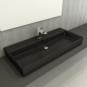 Bocchi 1378-004-0126 Milano 100 cm Mat Siyah Tezgah Üstü Asma Lavabo