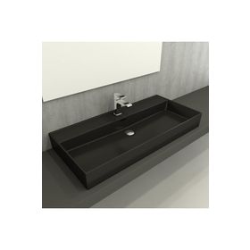 Bocchi 1378-004-0126 Milano 100 cm Mat Siyah Tezgah Üstü Asma Lavabo