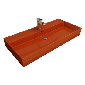 Bocchi 1378-012-0126 Milano 100 cm Parlak Turuncu Tezgah Üstü Asma Lavabo