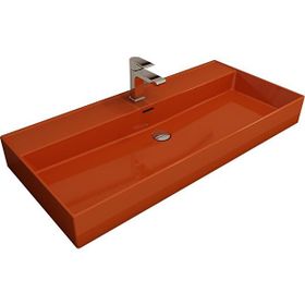 Bocchi 1378-012-0126 Milano 100 cm Parlak Turuncu Tezgah Üstü Asma Lavabo