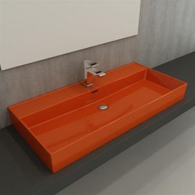 Bocchi 1378-012-0126 Milano 100 cm Parlak Turuncu Tezgah Üstü Asma Lavabo