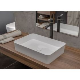 Bocchi 1476-005-0125 Slim Line Dikdörtgen 55x38 cm Parlak Siyah Lavabo