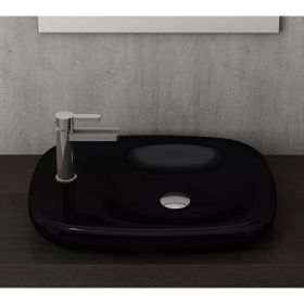 Bocchi 1489-005-0126 Fenice Tezgah Üstü Parlak Siyah 54 cm Lavabo