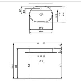 Bocchi 1600-005-0126 Sottile Slim Line 60 cm Parlak Siyah Tezgah Üstü Lavabo