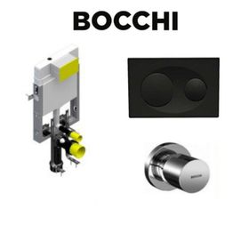 Bocchi 8.5 cm Krom Panel ve Ankastre Stop Valf Asma Klozetler için Gömme Rezervuar Seti