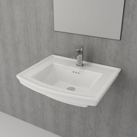 Bocchi Classico Lavita Parlak Beyaz 3 Armatür Delikli 60 cm Asma Lavabo