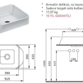 BOCCHI Elba 1005-021-0125 42 cm Mandalina Sarısı Çanak Lavabo