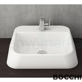 BOCCHI Elba 1074-001-0126 42 cm Parlak Beyaz Batarya Banklı Çanak Lavabo